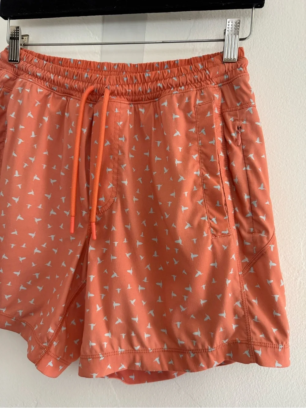 Birddogs Inner Banks Swim Shorts Orange White Bird Print Summer Beach Short
